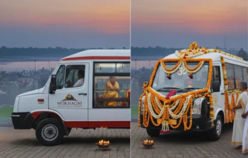 non decorated and decorated hearse van