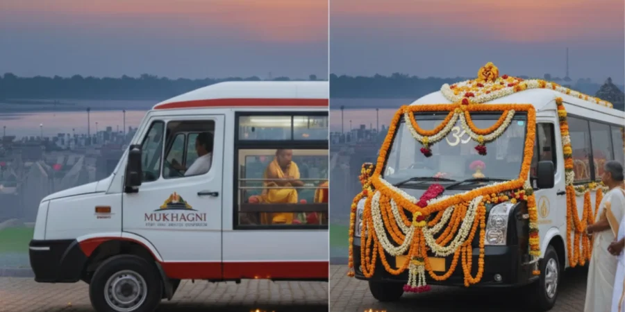 non decorated and decorated hearse van